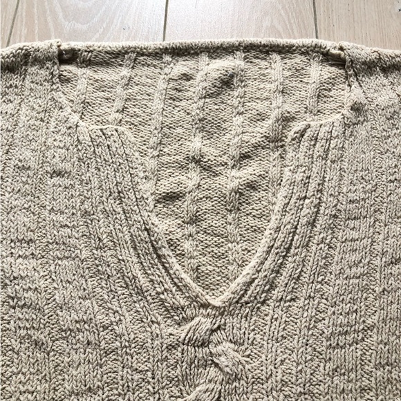 Y2K Flare Sleeve V Neck Cable Knit Sweater in Beige - Picture 5 of 7